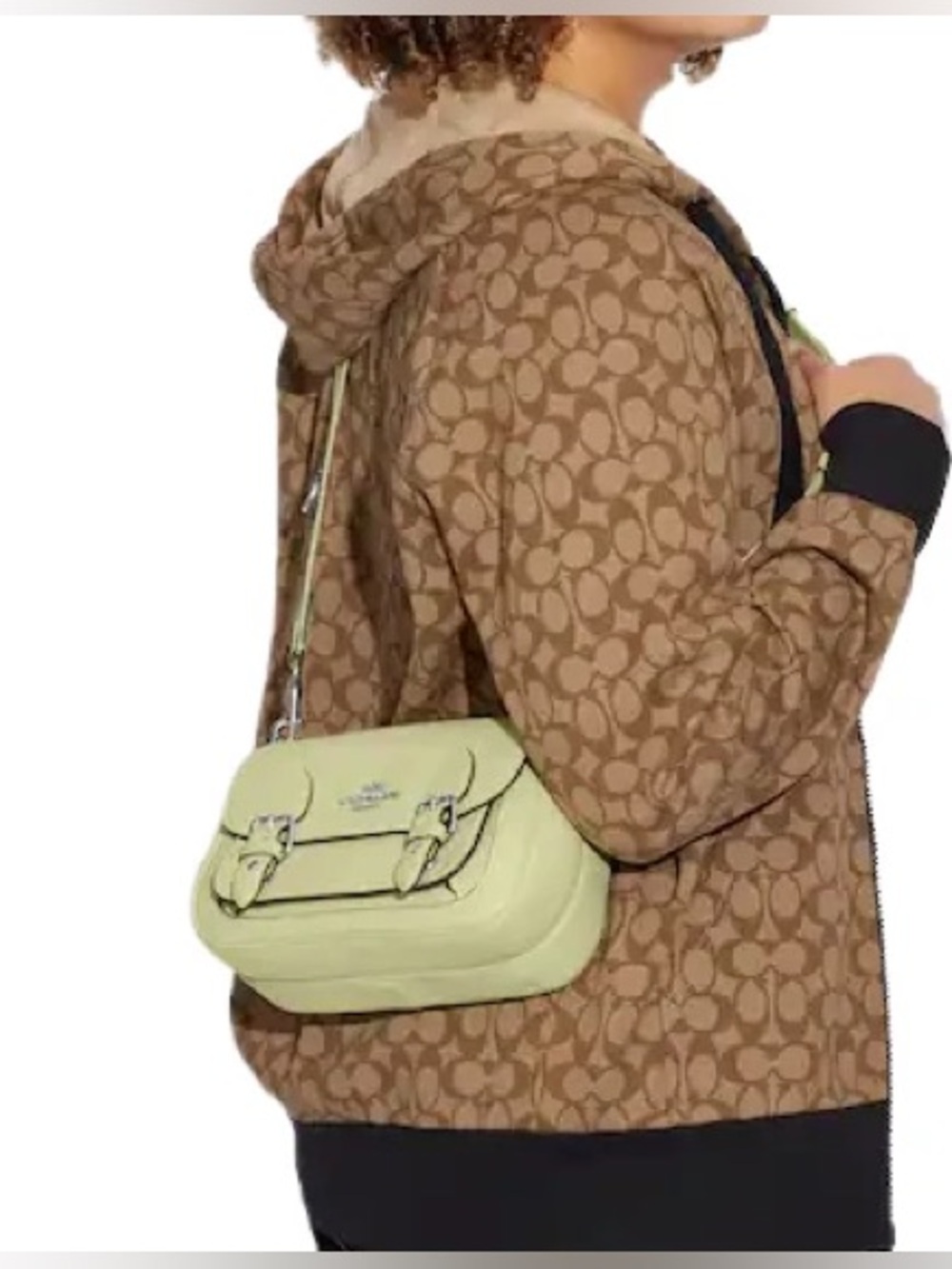 Coach Light Green Pebble Leather Crossbody Satchel